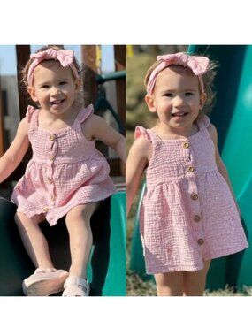 Rabbit + Bear By Emily & Oliver | Pink Floral 3 Piece Dress Set | Size 18 Months